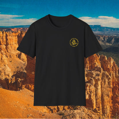 Black Bandit Transportation shirt showing its small gold circular chest mark