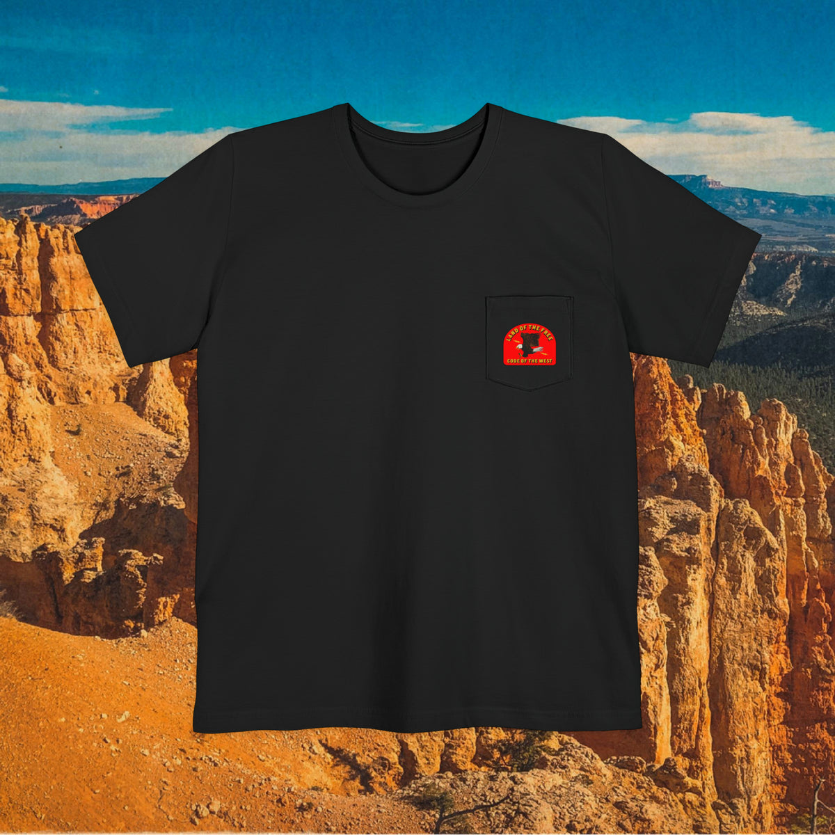 Black Pocket Work Shirt with a small red COTW badge on the chest pocket