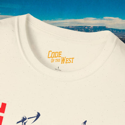 Natural Spirit of ’76 shirt neckline and gold COTW neck print