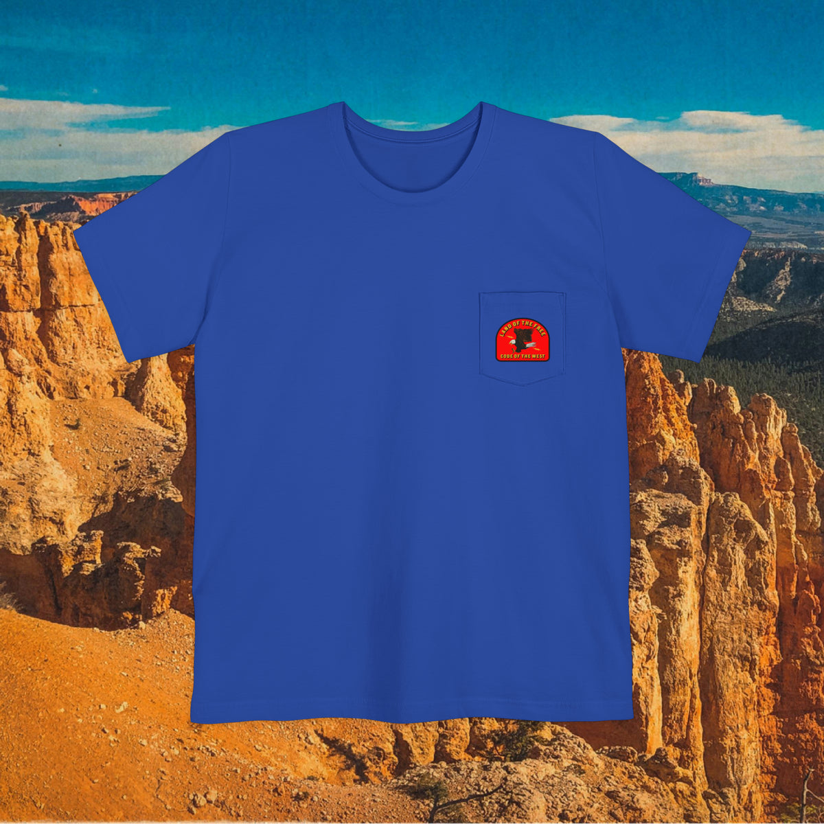 Royal blue Pocket Work Shirt with a small red COTW badge on the chest pocket