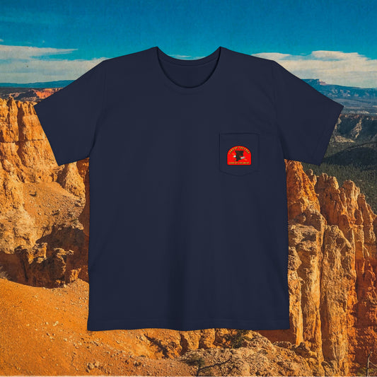 Navy Pocket Work Shirt with a small red COTW badge on the chest pocket