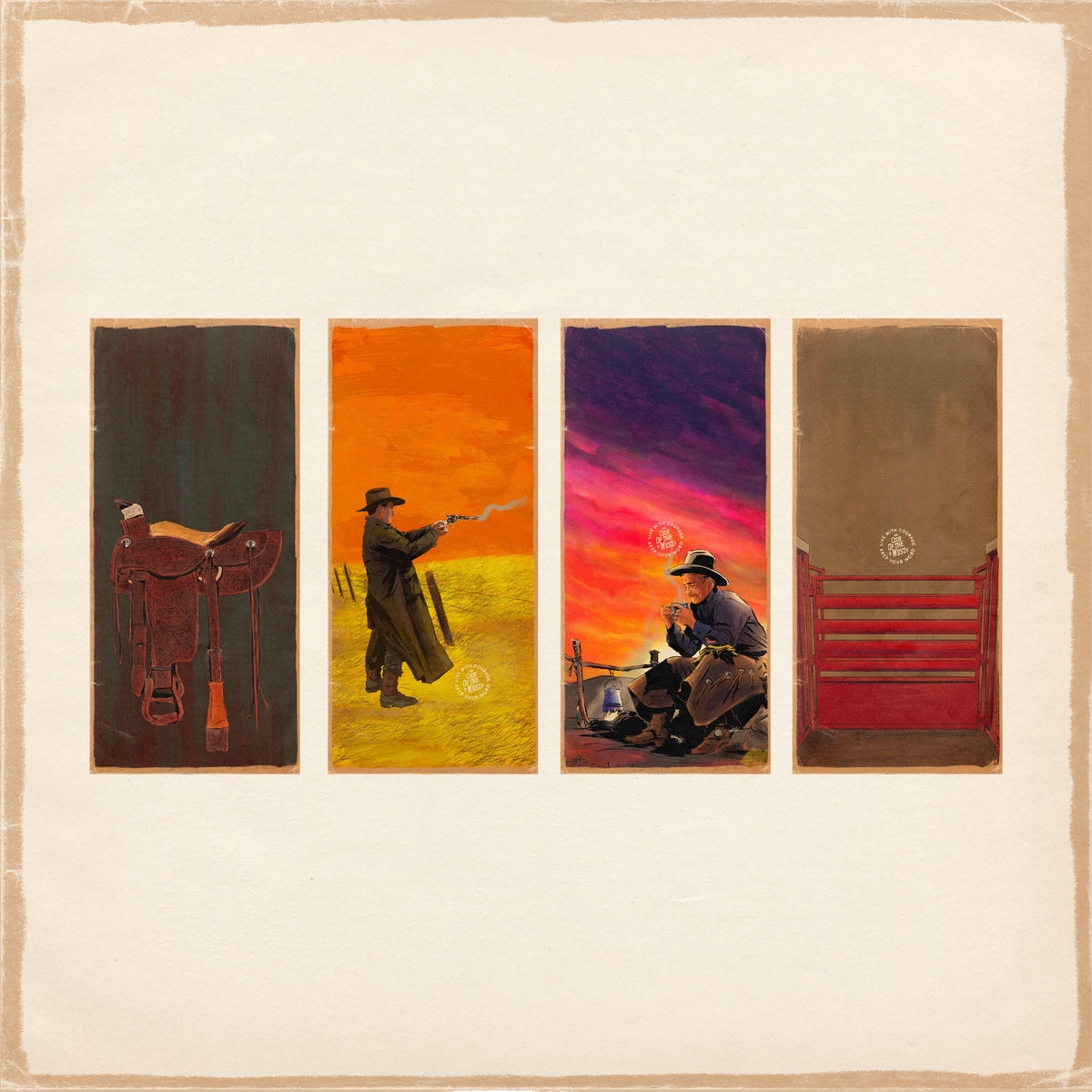 Four previews from the COTW iPhone wallpaper pack with western illustrations