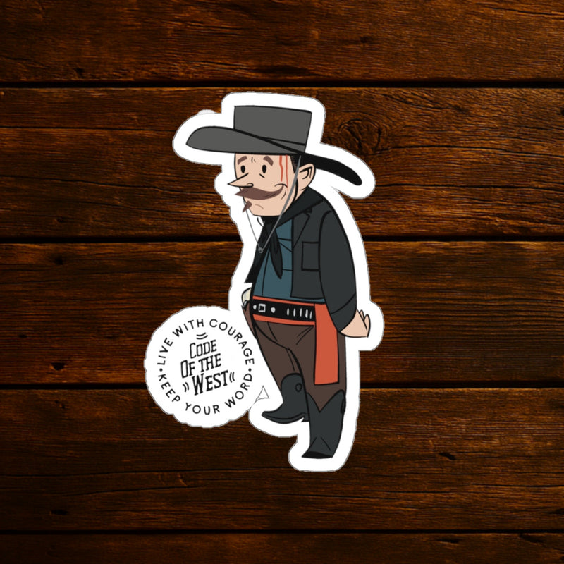 You’re No Daisy die-cut sticker with a stylized western gunfighter in a black hat